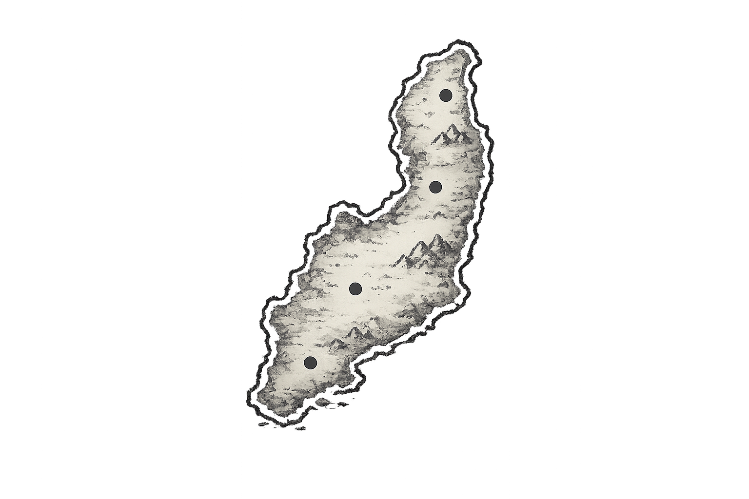 Pixel art island map of Vyrelen